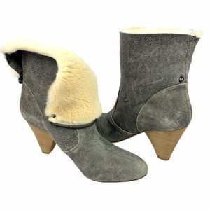 New 10M Matt Bernson Minx Gray Shearling Booties
